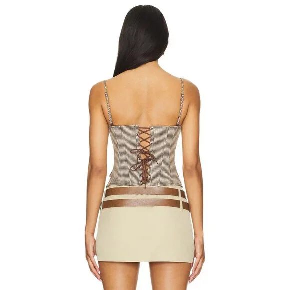 GUIZIO Edith Corset in Cafe Medium New Womens Sleeveless Tank Top